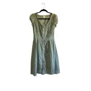 S-Twelve Women's‎ Large Khaki Lace Accent Pleated A-Line Dress Y2K Cottagecore